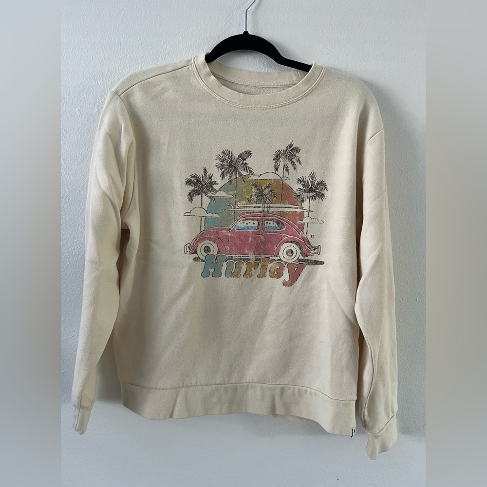 Hurley cream Sweatshirt with Vintage Car Graphic